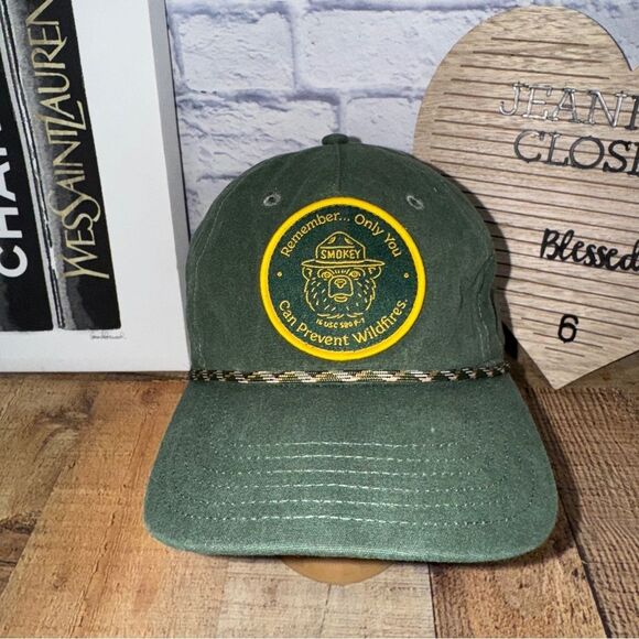 MAD Engine Other - Smokey The Bear Hat Adult Snapback Green Baseball Cap Rope Patch 5 Panel